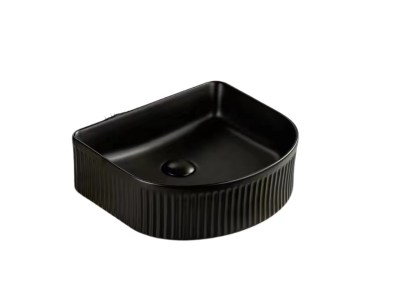 Arco Flueted Fine Ceramic Above Counter Basin LK-AFA400 - Matte Black - LK-AFA400-MB - Matte Black