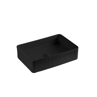 Crete Flueted Fine Ceramic Above Counter Basin LK-CFA - 500*340*130, Matte Black - LK-CFA500-MB - Matte Black