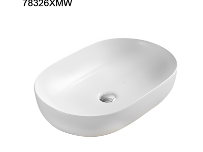 Ellips Fine Ceramic Above Counter Basins - 490*350*135, Matte White - LK-ELA490-MW - Matte White