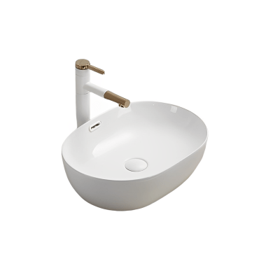 Ellips Fine Ceramic  Above Counter Overflow Basin LK-ELA490 - 610*420*155, Gloss White - LK-ELA610-OF - Gloss White