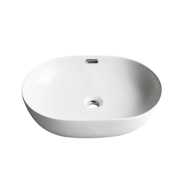 Ellips Fine Ceramic  Above Counter Overflow Basin LK-ELA490 - 610*420*155, Matte White - LK-ELA610MW-OF - Matte White