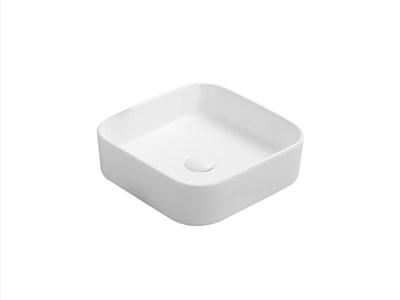 Kliff Fine Ceramic Above Counter Basin - 370*370*110, Gloss White - LK-KA370 - Gloss White