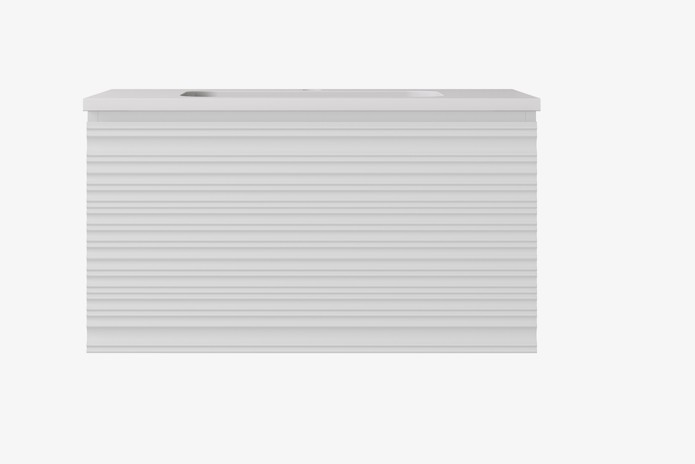 Sedona Matte White Fluted Wall Hung PVC Cabinet LK-MS750W-MW - Image 2