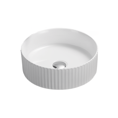 Olley Fine Ceramic Fluted Art Basin LK-OLFA - 360*360*115, Gloss White - LK-OLFA360 - Gloss White