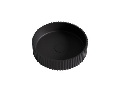 Olley Fluted Solid Surface Above Counter Basin LK-SOA4040 - Matte Black - LK-SOA4040MB - Matte Black