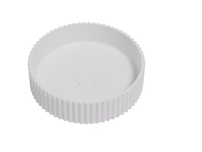 Olley Fluted Solid Surface Above Counter Basin LK-SOA4040 - Matte White - LK-SOA4040MW - Matte White