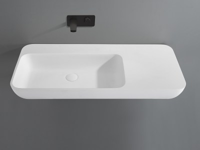 Roccia Solid Surface Stone Wall Hung Basin LK-SRW900-MW