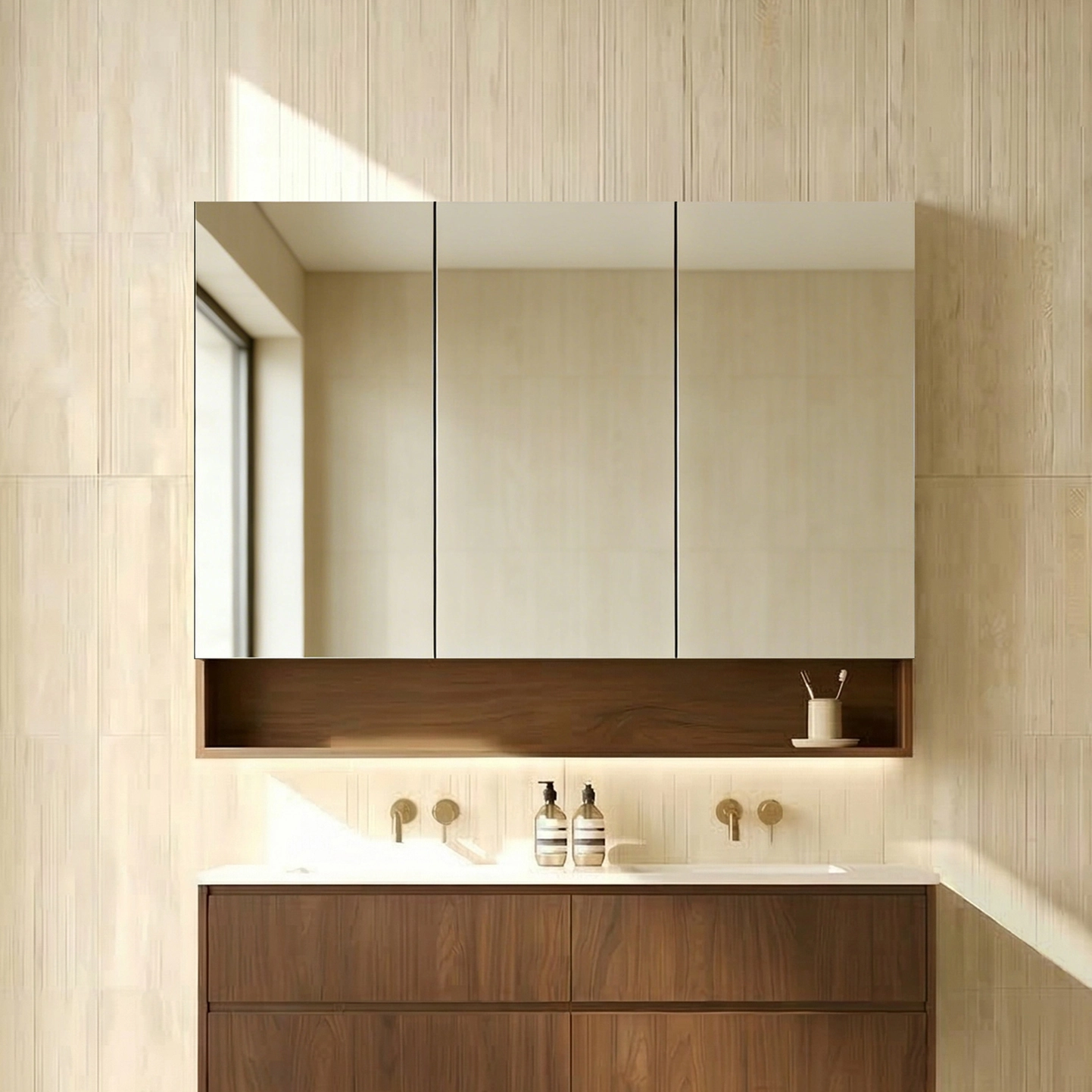 Clark Plywood Mirror Cabinet Mocha Oak Matte LK-LK-CLMC1200-MO