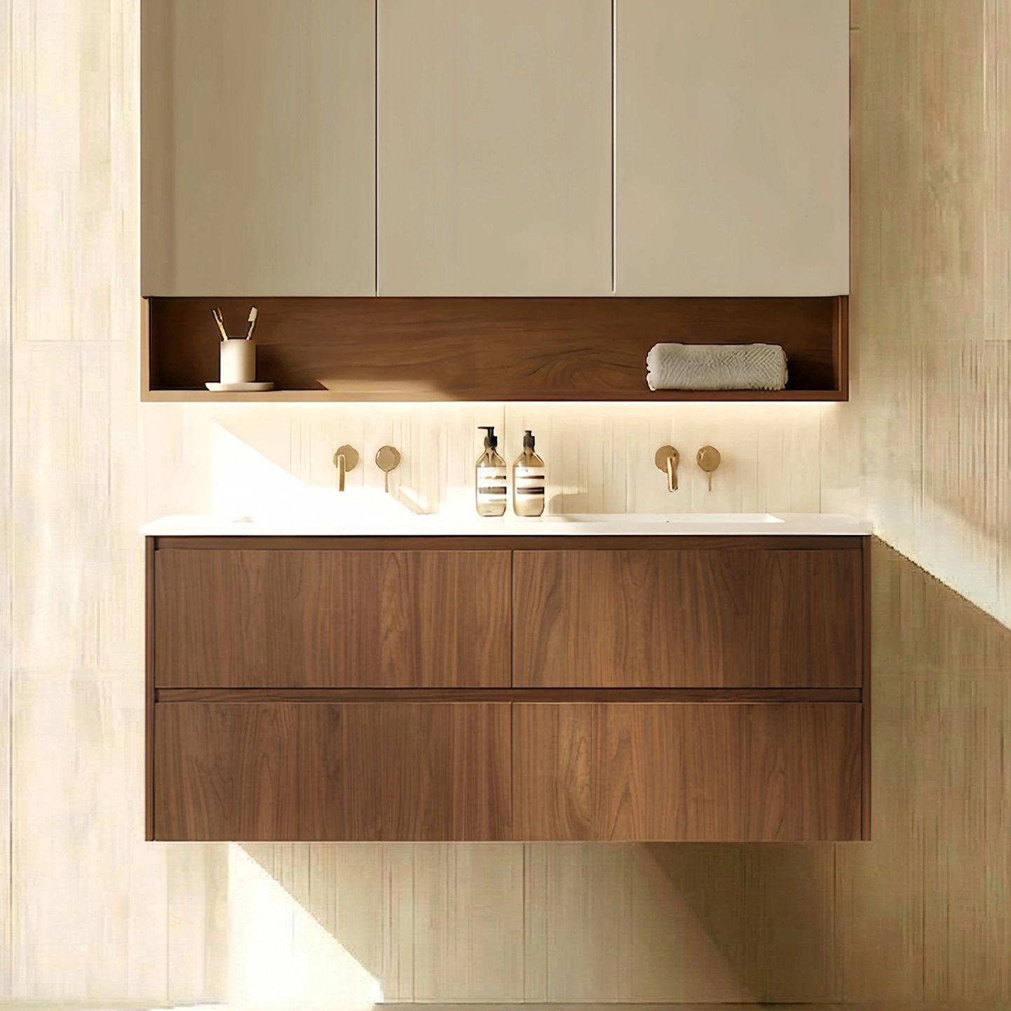 Gladstone Modern Wall Hung Plywood Double Bowl LK-MG1220W-MO