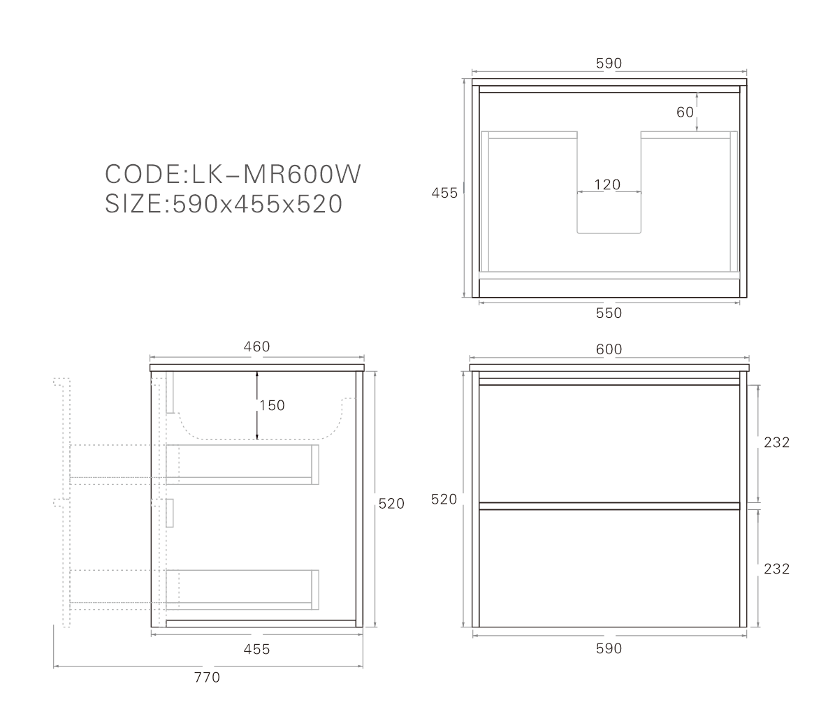 Ridgewood Modern Wall Hung Plywood Cabinet LK-MR600W-MO - Image 5