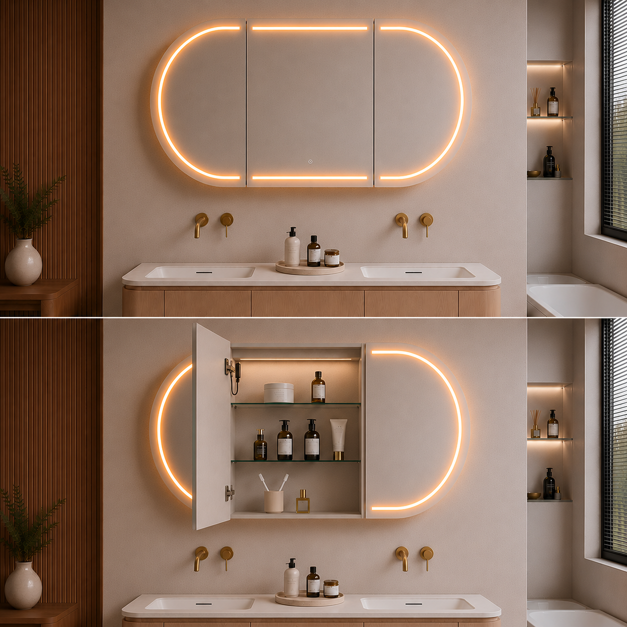 Allison Pill 3Lights PVC Shaving CabinetsLK-MAPLSV1275MW/MB-3Lights