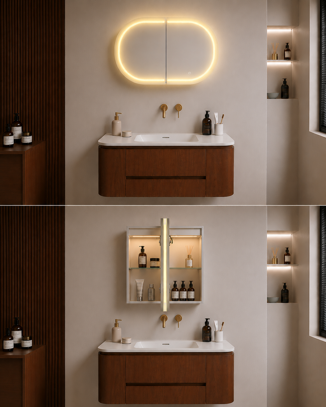 Allison Pill 3Lights PVC Shaving Cabinets LK-MAPLSV9060MW/MB-3Lights